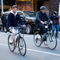 Photos: Senator Chuck Schumer Joins David Byrne for a Bike Ride to AMERICAN UTOPIA