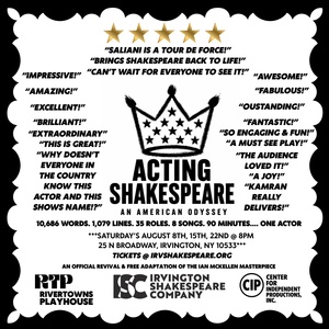 ACTING SHAKESPEARE: AN AMERICAN ODYSSEY to Open at Irvington Shakespeare Company