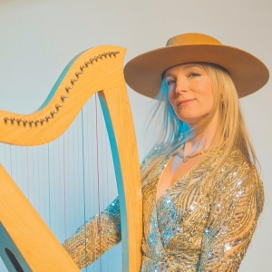 English Harpist Hattie Webb Releases 'Shakespeare's Shores' Photo