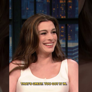 Anne Hathaway Gets Parenting Advice from Seth Meyers on LATE NIGHT Photo