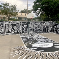 Local Artist Hosts Collaborative Coloring Book Mural At Sunken Gardens Photo