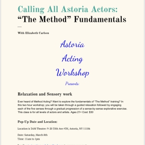 Astoria Acting Workshop Will Host Relaxation And Sensory Work Photo