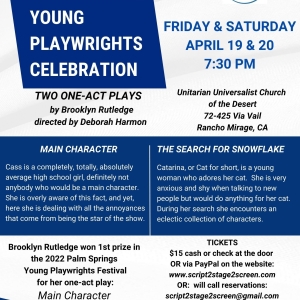 Previews: Script2Stage2Screen Presents YOUNG PLAYWRIGHTS CELEBRATION