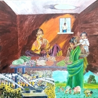 Bay Area Artist Sujata Tibrewala Captures Indian Farmers' Plight In A New Painting Photo