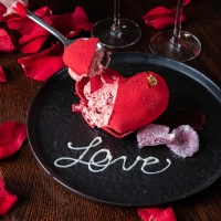 Enjoy The Decadent Heart Shaped Petit Gateaux Dessert For Valentine's Day At Cathédr Photo