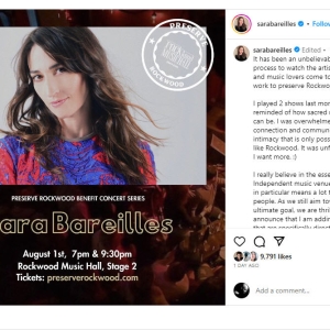 Sarah Bareilles Will Play Benefit Concerts In Order To PRESERVE ROCKWOOD MUSIC HALL Photo