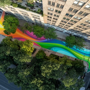 Hudson Square BID Installs 6,000-Sq-Ft 'Urban Flow' Asphalt Mural on Little Sixth Ave Photo