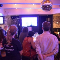 Theater In Asylum Hosts Watch Party Of November 20 Democratic Primary Presidential De Photo