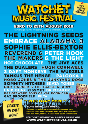 Watchet Festival Announces Full Lineup Featuring The Lightning Seeds, Embrace, Reverend & The Makers 
