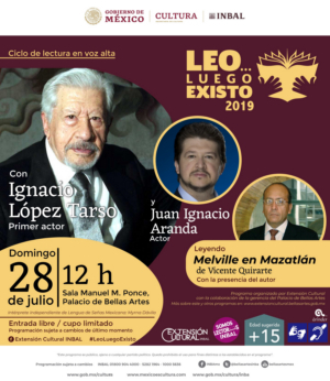El primer actor Ignacio López Tarso y el actor Juan Ignacio Aranda leerán fragmentos de Melville en Mazatlán, de Vicente Quirarte Image