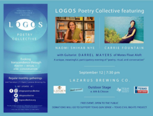 LOGOS Poetry Collective Announces Event with Naomi Shihab Nye and Carrie Fountain 