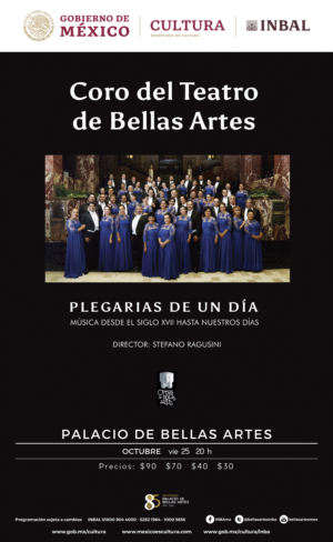 El Coro del Teatro de Bellas Artes presentará el concierto Plegarias de un día en el Palacio de Bellas Artes 