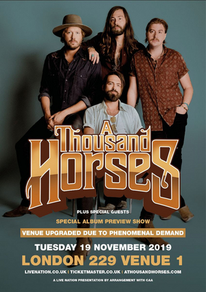 A Thousand Horses Upgrade London Venue Due to Demand 