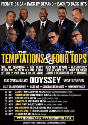 Four Tops & Temptations Announce Special Guest Odyssey for UK Tour 