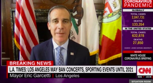 Los Angeles Mayor Eric Garcetti Says Concerts and Live Events May Not Return Until 2021  Image