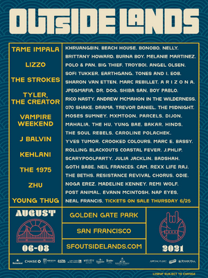 Outside Lands Announces 2021 Lineup Including Lizzo, Tame Impala, The Strokes, and Tyler, The Creator 