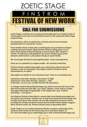 Zoetic Stage Launches the Finstrom Festival of New Works Image