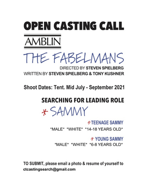 Spielberg-Directed Feature Film THE FABELMANS Seeking Kid and Teen Actors 