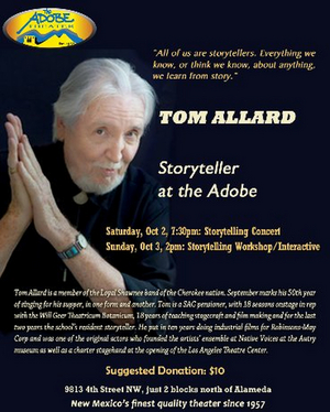 The Adobe Theater to Present Tom Allard Storytelling Performance and Workshop 