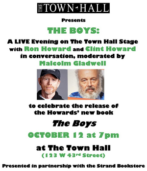 Ron Howard and Clint Howard to Take Part in THE BOYS Event at The Town Hall 