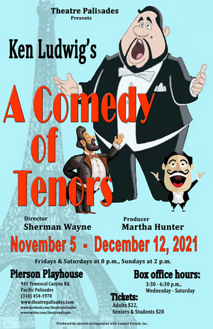 A COMEDY OF TENORS Opens November 5 at Theatre Palisades 