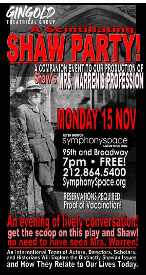 A SCINTILLATING SHAW PARTY Announced Featuring Cast Members From MRS. WARREN'S PROFESSION & More Image