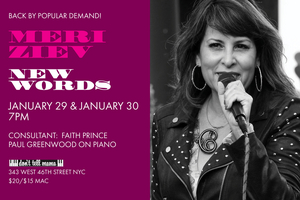 Meri Ziev Will Encore NEW WORDS At Don't Tell Mama January 29 and 30 Image