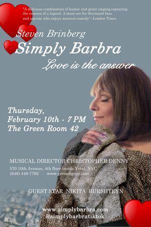 Steven Brinberg to Present SIMPLY BARBRA – LOVE IS THE ANSWER... A PRE VALENTINE'S DAY SHOW  Image