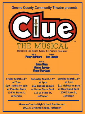 Community Players of Greene County Presents CLUE THE MUSICAL Next Weekend 