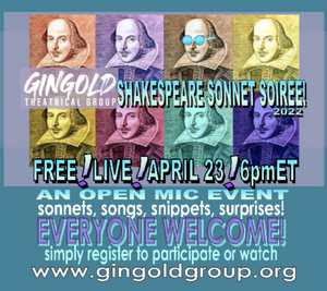 Gingold Theatrical Group to Celebrate Shakespeare's Birthday with SHAKESPEARE SONNET SOIREE 