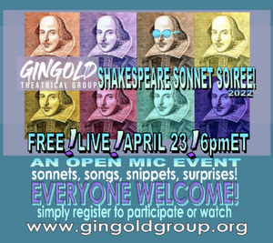Gingold Theatrical Group to Celebrate Shakespeare's Birthday with SHAKESPEARE SONNET SOIREE Image