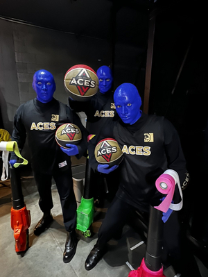 BLUE MAN GROUP Performs at  Halftime During Las Vegas Aces Game 