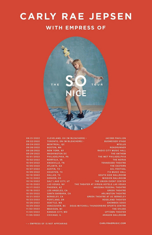 Carly Rae Jepsen Announces 'So Nice' North American Headline Tour Dates 
