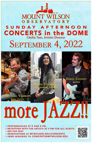 Mt. Wilson Observatory Presents the Fifth Offering in its 5th Season of Sunday Afternoon Concerts in the Dome Next Month Image