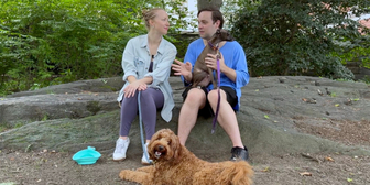 Exclusive: Natasha Hodgson & Jak Malone Cuddle up with Their Broadway Pets, Sydney & Dracula