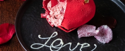 Enjoy The Decadent Heart Shaped Petit Gateaux Dessert For Valentine's Day At Cathédrale Restaurant