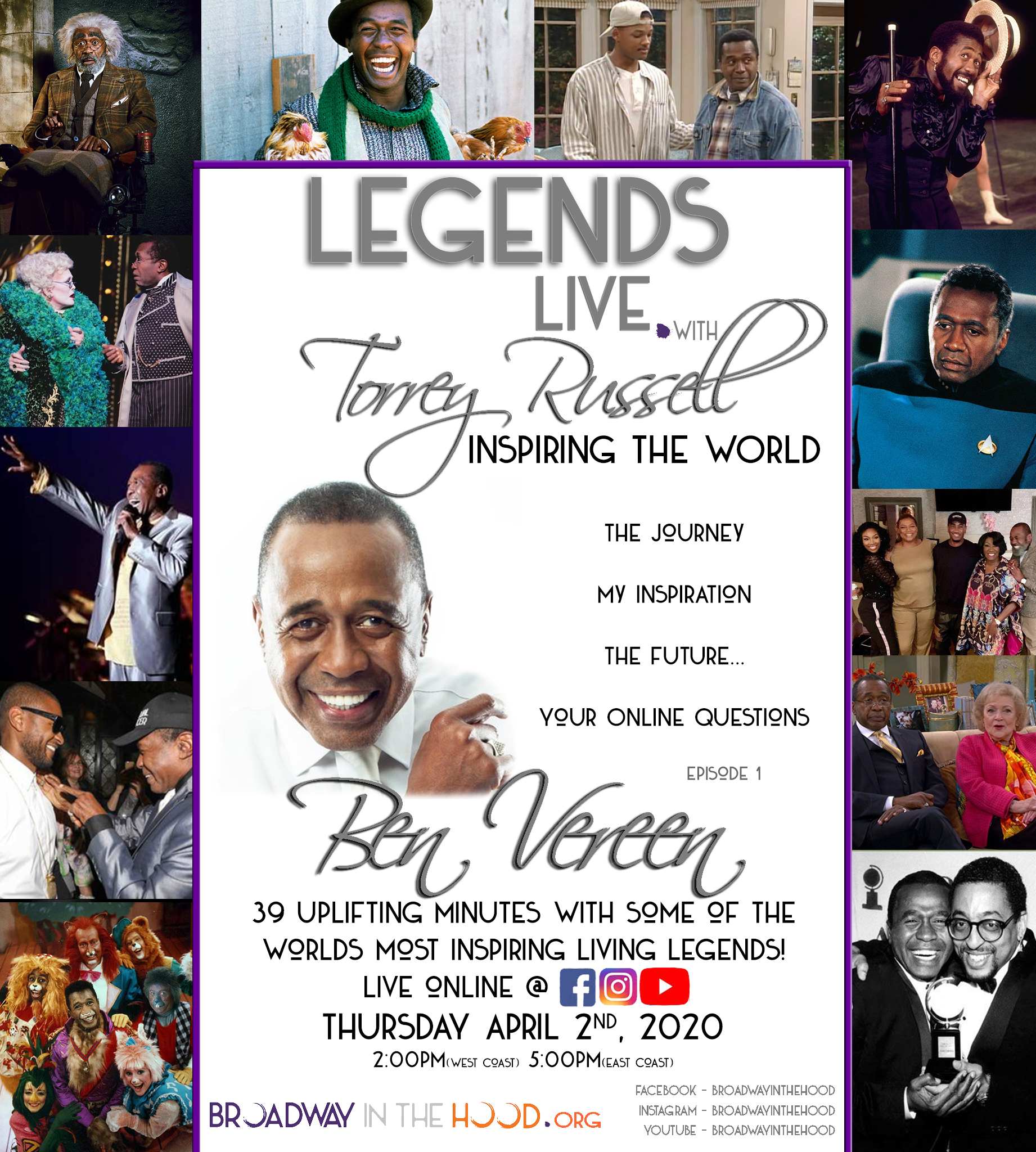 Ben Vereen to Appear as Inaugural Guest on New Online Series LEGENDS LIVE: WITH TORREY RUSSELL  Image