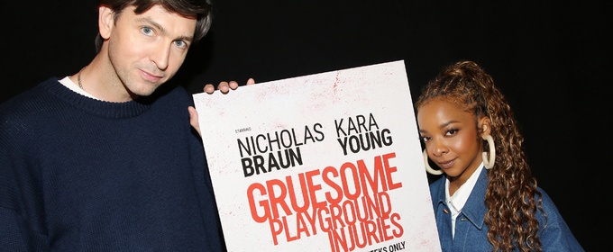 Photos: GRUESOME PLAYGROUND INJURIES' Nicholas Braun and Kara Young Meet the Press Photo