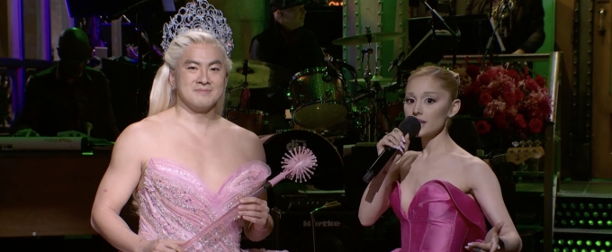 Video: Ariana Grande Does Vocal Impressions in SNL Monologue Song with Bowen Yang as 'Glinda'