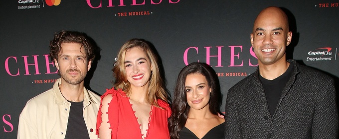 Photos: CHESS Stars Lea Michele, Aaron Tveit, and Nicholas Christopher Meet the Press Photo