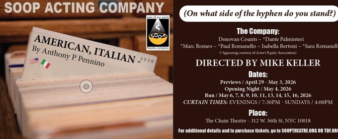 AMERICAN, ITALIAN to Make World Premiere at The Chain Theatre