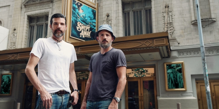 Photos: The Avett Brothers Pose in Front of Longacre Theatre Ahead of SWEPT AWAY Opening Photo