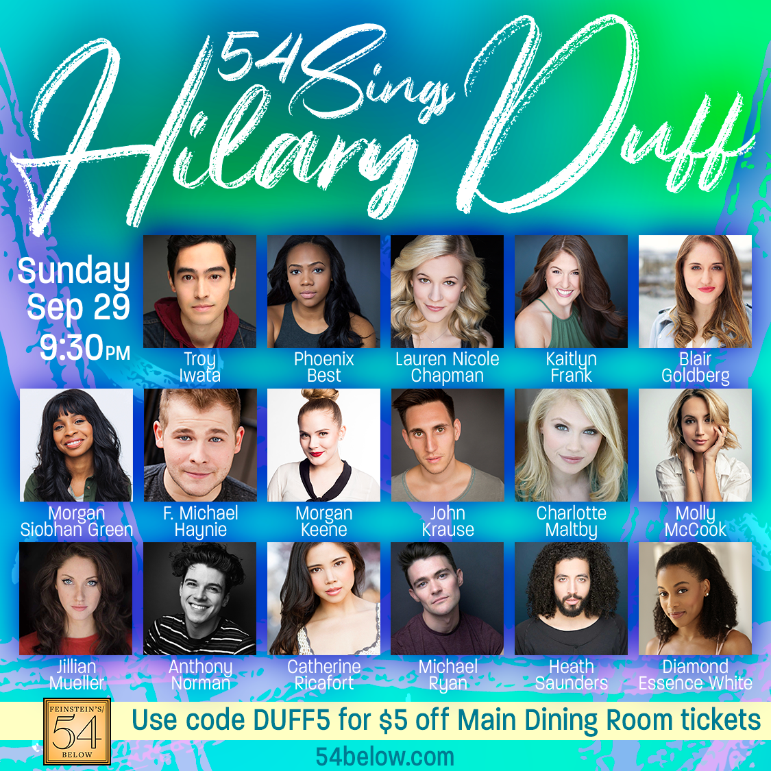 Morgan Siobhan Green, Troy Iwata And More Will Sing Hilary Duff At Feinstein's/54 Below 