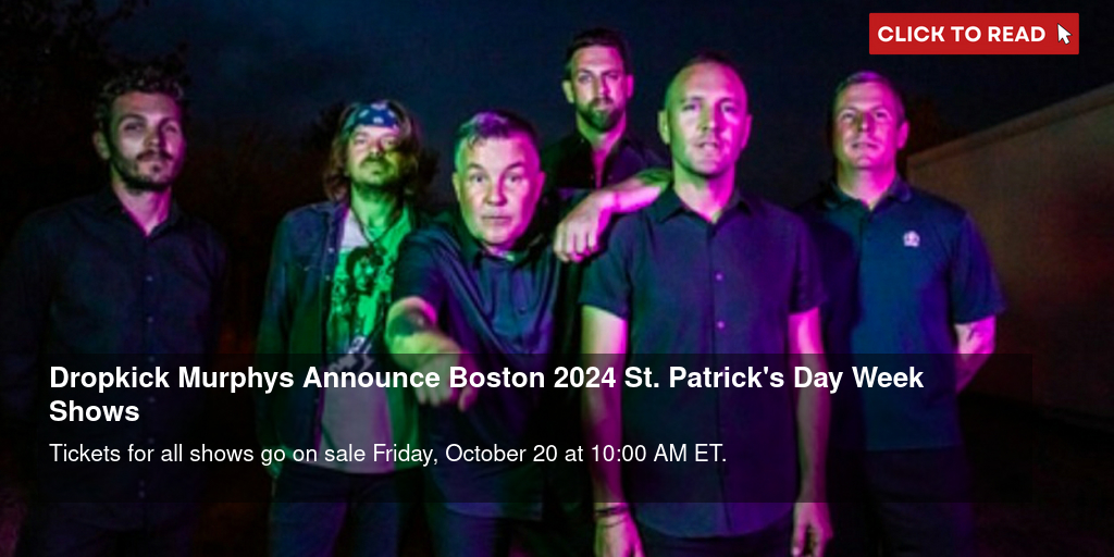 Dropkick Murphys Book St. Patrick's Day 2024 Boston Shows