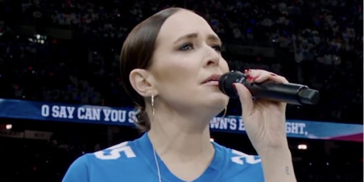 Jessica Vosk Sings National Anthem at the Detroit Lions Game