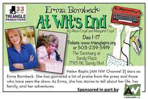 Triangle Productions Presents ERMA BOMBECK This December 