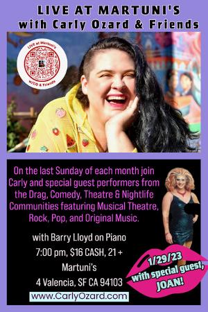 Carly Ozard & FRIENDS to Hold Monthly Show at Martuni's 