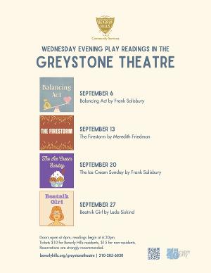 Theatre 40 Play Readings at Greystone Mansion Starts in September 