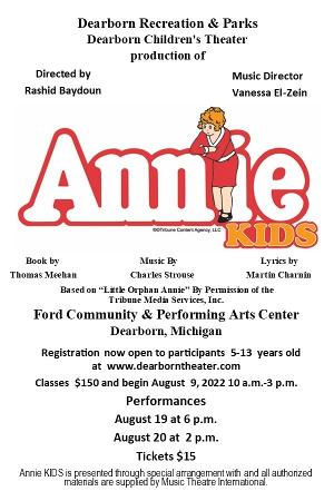 Dearborn Summer Children's Theater to Present ANNIE KIDS 
