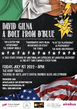 A BOLT FROM D'BLUE by David Gilna Comes to Theatre of Arts in July  Image